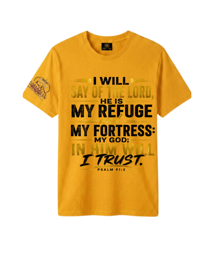 Psalms 91 "Dwell in His Shadow" T-Shirt – Gold & Black